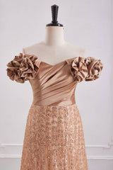 Floral Off-Shoulder A-Line Empire Two Tone Party Prom Dress