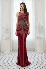 Mermaid Round Sleeveless Empire Beaded Party Prom Dress