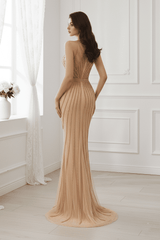 Mermaid Round Sleeveless Empire Beaded Party Prom Dress