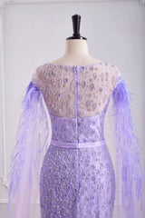 Scoop Empire Mermaid Beaded Party Prom Dress With Side Slit