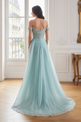 Sweetheart Off-Shoulder Beaded Mermaid Party Prom Dress With Train