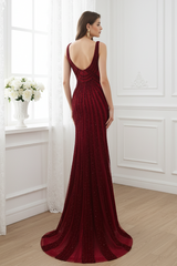 Win Red Sparkly Mermaid V-Neck Beaded Party Prom Dress