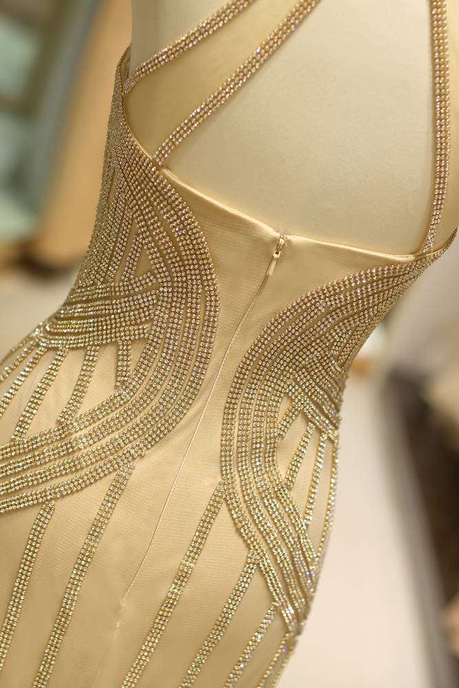 Chic High Neck Sleeveless Mermaid Beaded Party Prom Dress