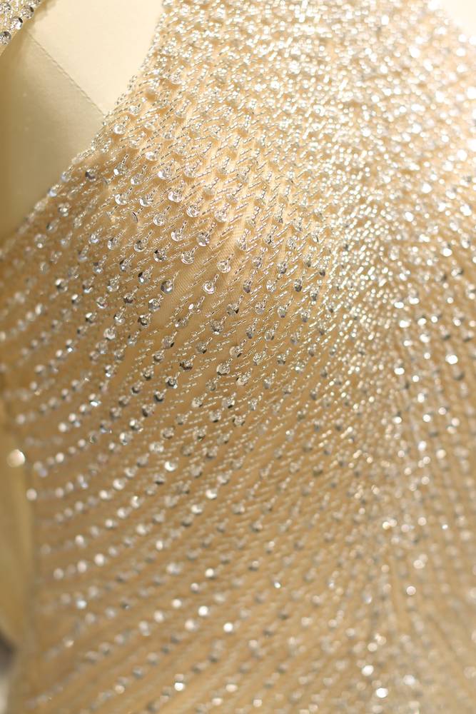 Mermaid Empire High Neck Fully Beaded Embroidery Prom Dress With Slit