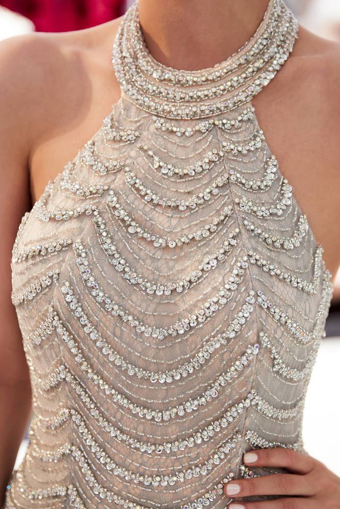 Round Halter Backless Beaded Decoration Mermaid Formal Prom Dress
