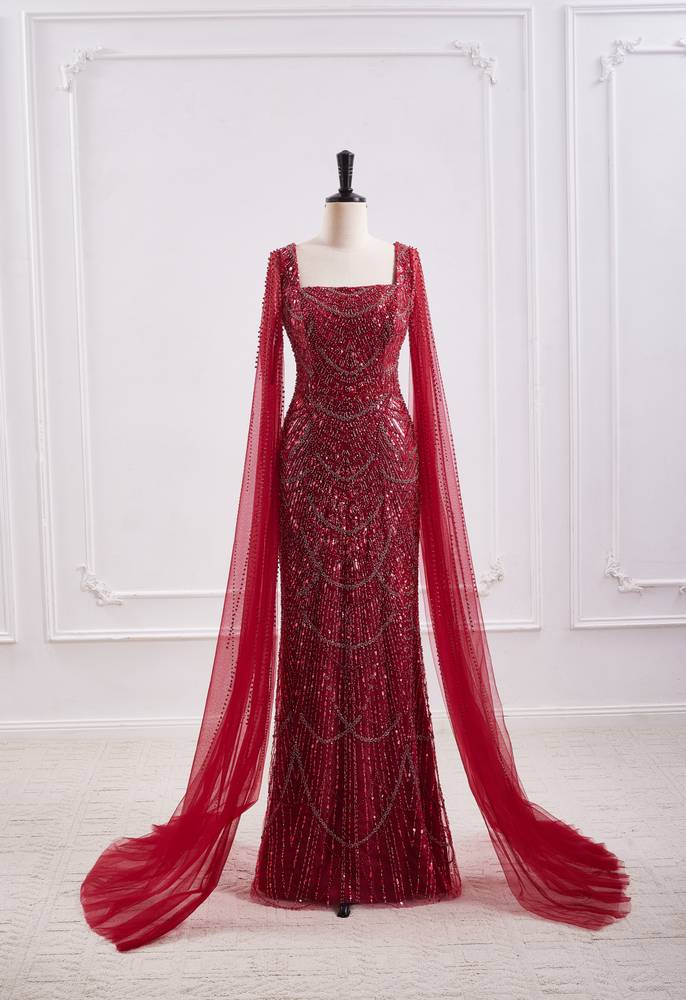 Square Mermaid Floor Length Beaded Fringe Party Prom Dress With Bolero