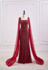 Square Mermaid Floor Length Beaded Fringe Party Prom Dress With Bolero