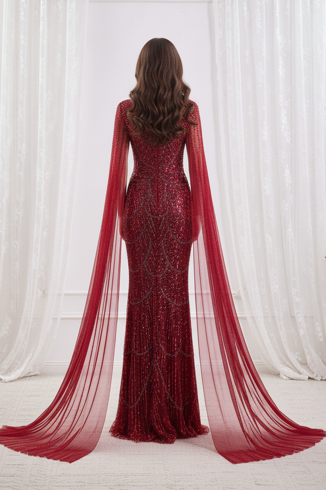 Square Mermaid Floor Length Beaded Fringe Party Prom Dress With Bolero