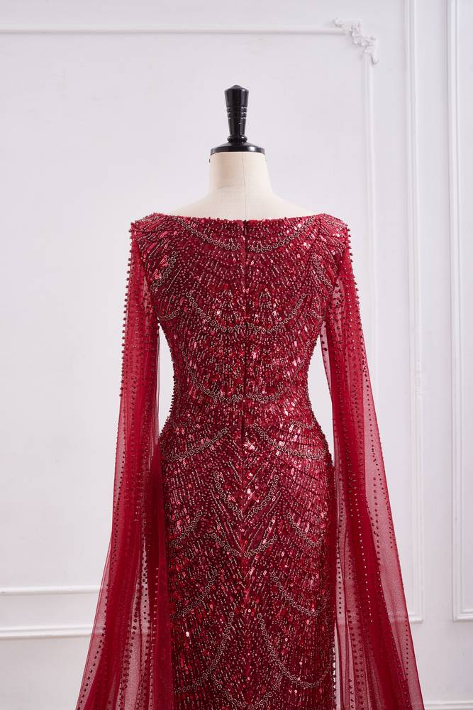 Square Mermaid Floor Length Beaded Fringe Party Prom Dress With Bolero