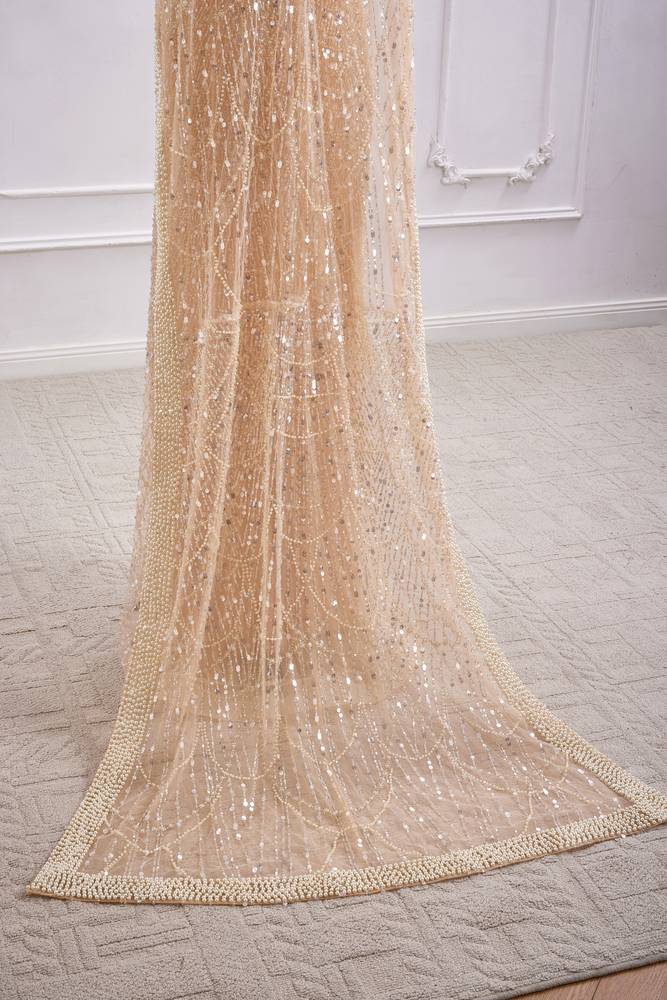 Square Trumpet Empire Beaded Prom Dress With Detachable Long Bolero