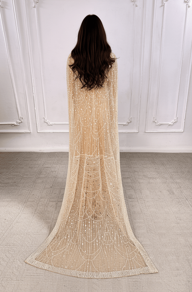 Square Trumpet Empire Beaded Prom Dress With Detachable Long Bolero