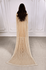 Square Trumpet Empire Beaded Prom Dress With Detachable Long Bolero