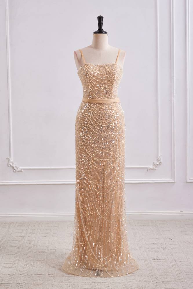 Square Trumpet Empire Beaded Prom Dress With Detachable Long Bolero