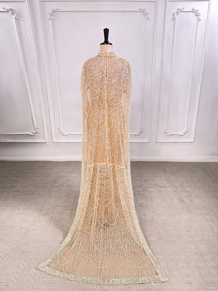 Square Trumpet Empire Beaded Prom Dress With Detachable Long Bolero