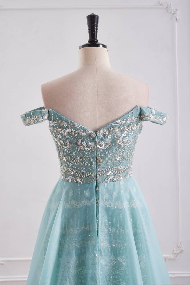 Sweetheart Off-Shoulder Beaded Mermaid Party Prom Dress With Train