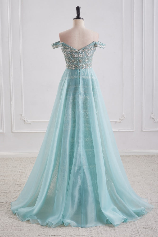 Sweetheart Off-Shoulder Beaded Mermaid Party Prom Dress With Train
