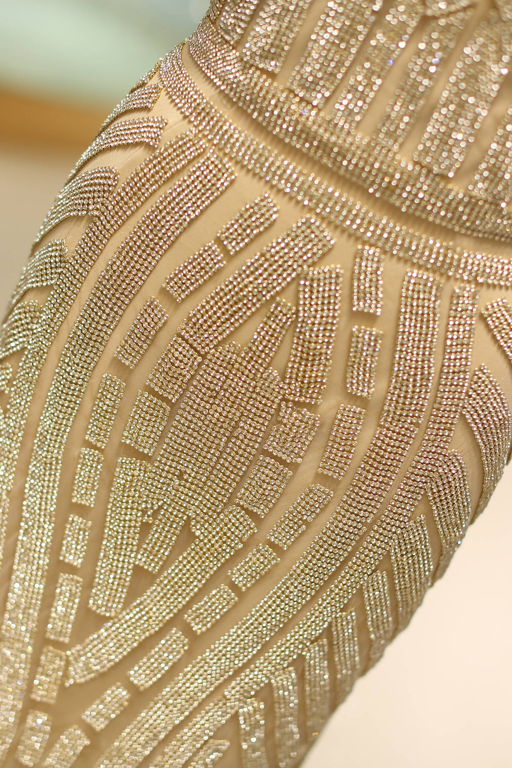 V-Neck Spaghetti Straps Beaded Appliques Sparkly Mermaid Party Prom Dress 