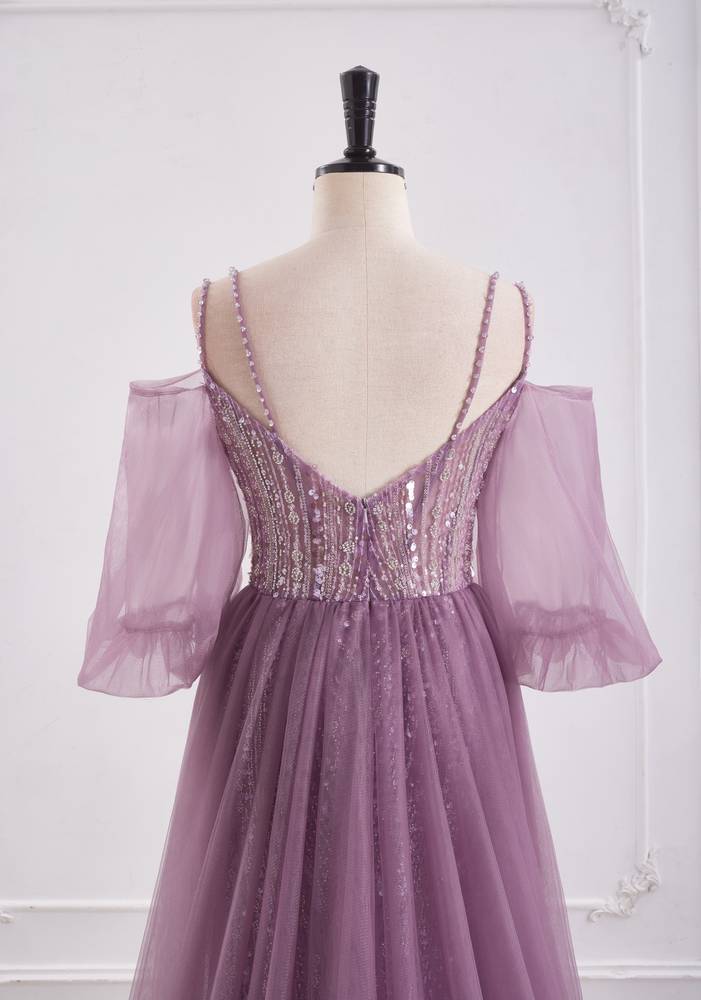 V-Neck Spaghetti Straps Mermaid Party Prom Dress With Train