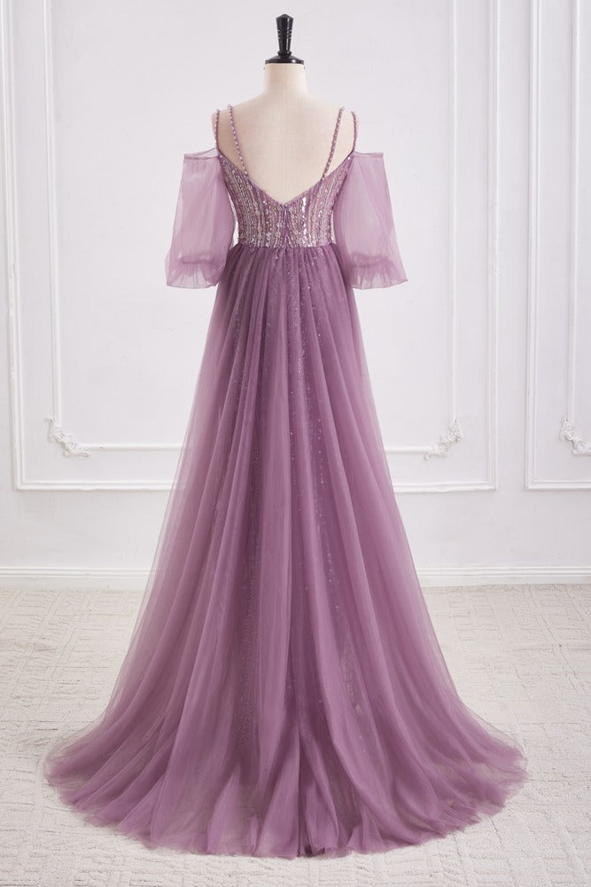 V-Neck Spaghetti Straps Mermaid Party Prom Dress With Train